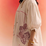 Oversized Off White Dress With Cut Work Embroidered Pocket - Western Era Dresses for women