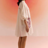 Oversized Off White Dress With Cut Work Embroidered Pocket - Western Era Dresses for women