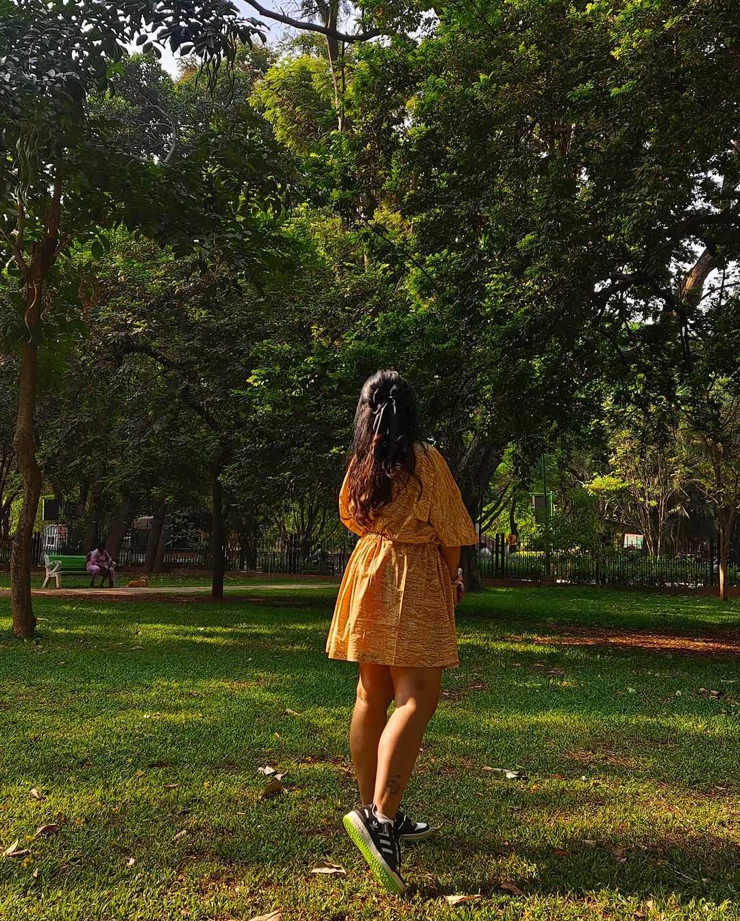Oversized Yellow Toile Print Cotton Dress With Drawstrings - Western Era Dresses for women
