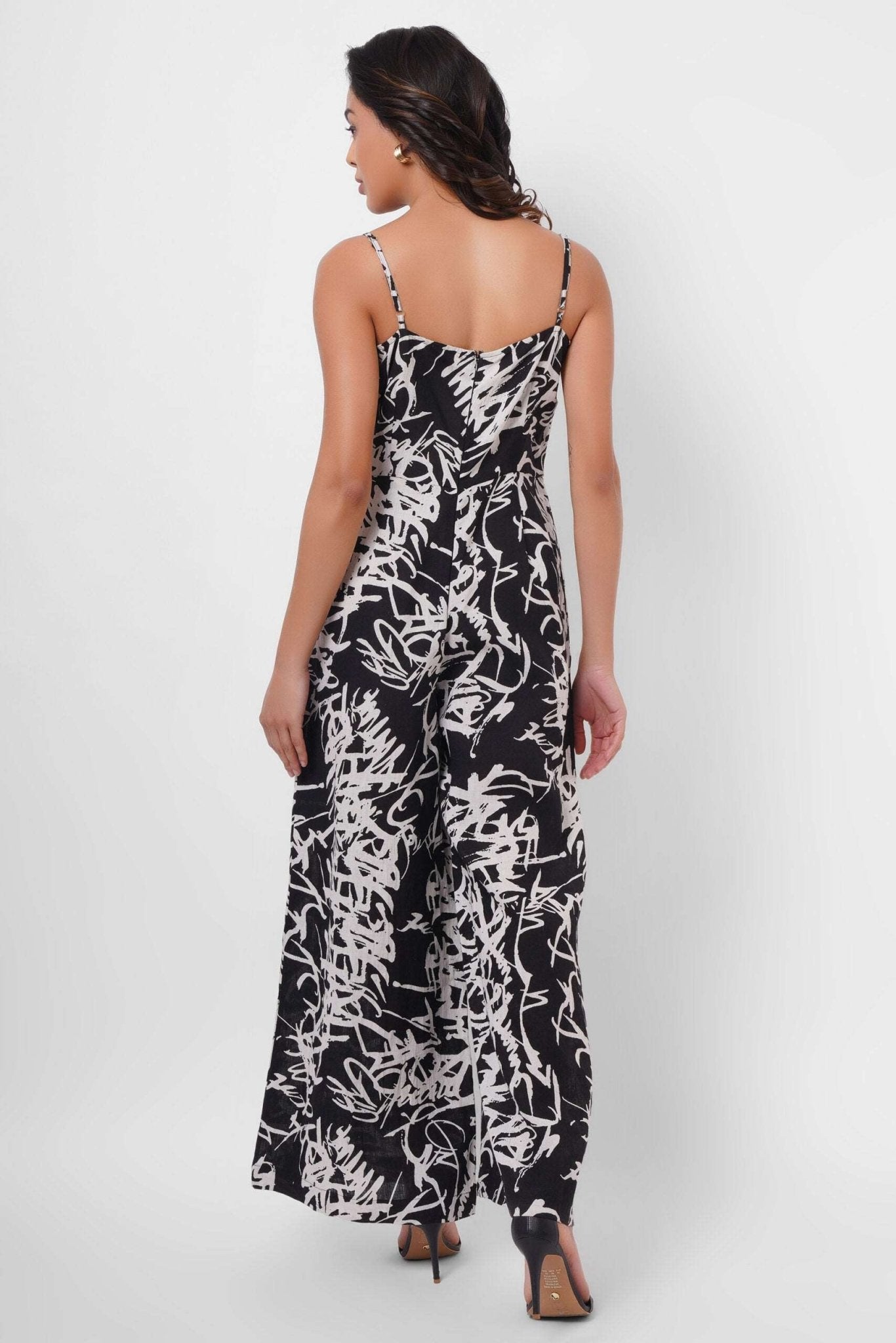 Party Wear Black and White Linen Jumpsuit - Western Era Jumpsuits for women