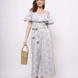 Party Wear Off Shoulder Jumpsuit with Knotting - Western Era Jumpsuits for women