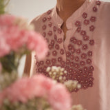 Peach Front Gradient Embroidery Flower With Pearls Top and Spaghetti - Western Era Tops for women