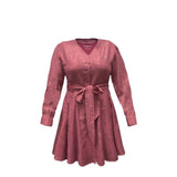 Pinstripe Short Dress with Bow Strap - Western Era Dresses for women