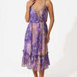 Printed Organza Dress with Embellished Neckline - Western Era Dresses for women