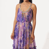 Printed Organza Dress with Embellished Neckline - Western Era Dresses for women