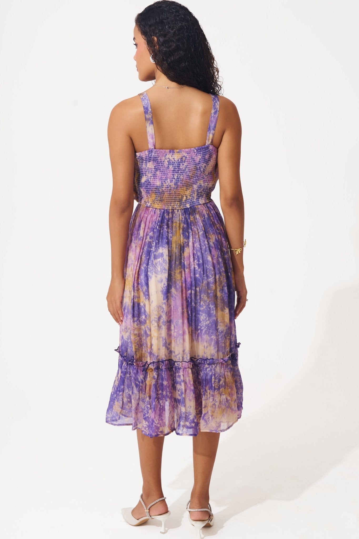 Printed Organza Dress with Embellished Neckline - Western Era Dresses for women