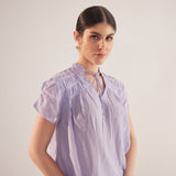 Purple Cotton Cord With Side Rushing - Western Era Cordset for women