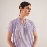 Purple Cotton Cord With Side Rushing - Western Era Cordset for women