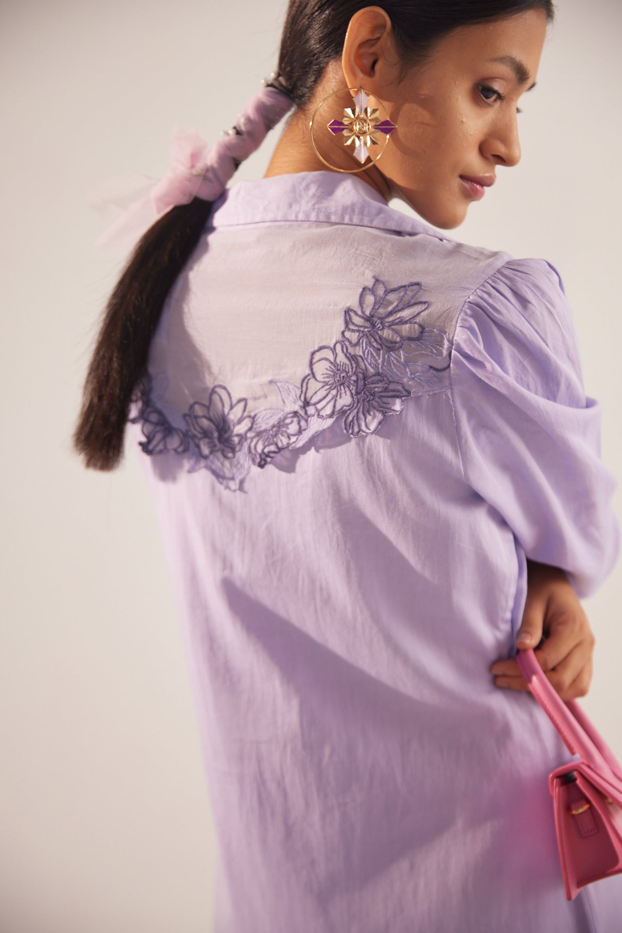 Purple Event Wear Long Dress With Yolk Embroidery and Side Slit - Western Era Dresses for women