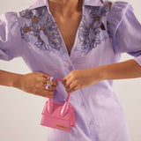 Purple Event Wear Long Dress With Yolk Embroidery and Side Slit - Western Era Dresses for women