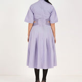Purple Lace on Waist Cutout Flared Cotton Dress - Western Era Dresses for women
