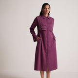 Purple Long Shirt Dress With Stone Chain On Layered Collar - Western Era Dresses for women