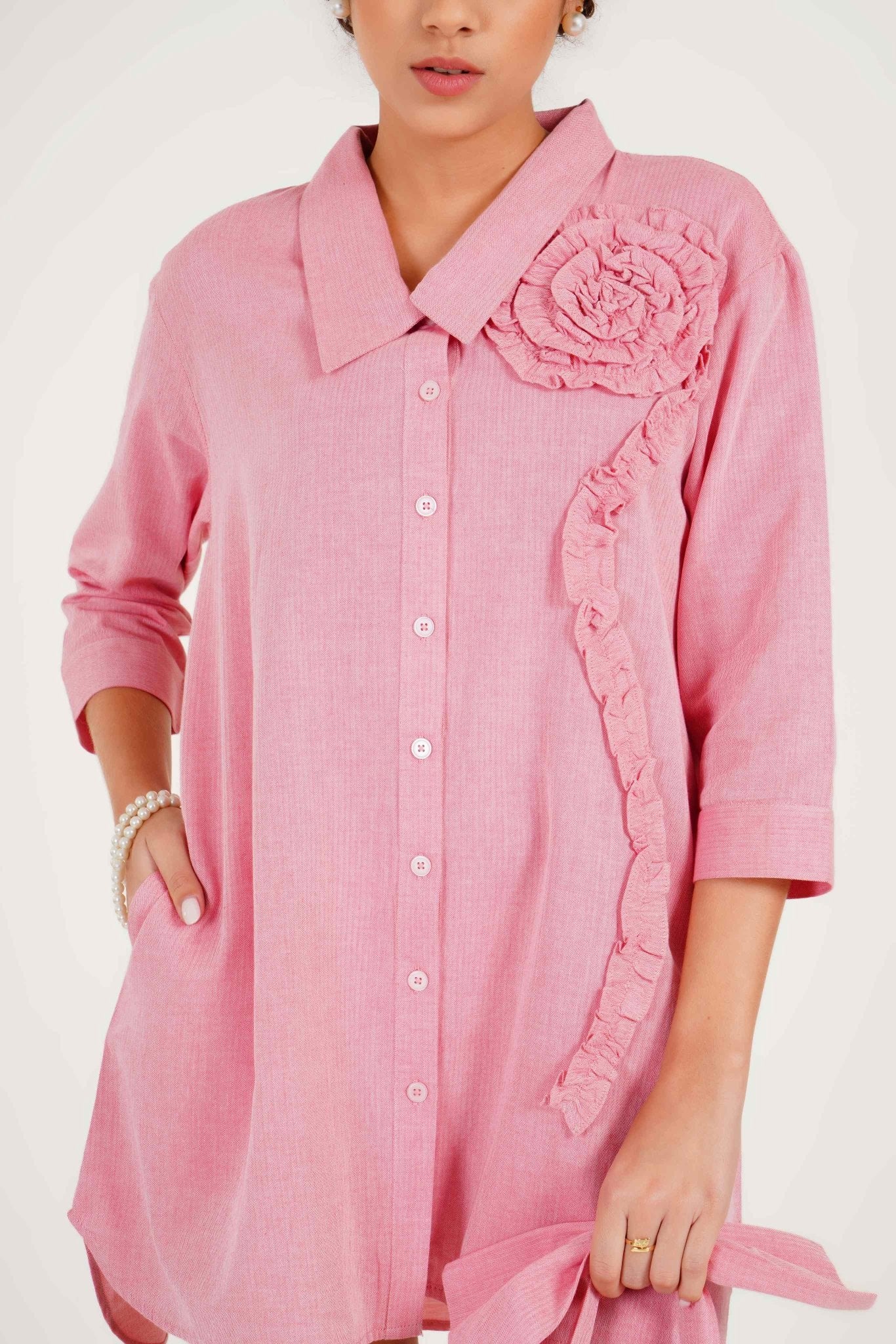 Ruffled Shirt Dress - Western Era Dresses for women