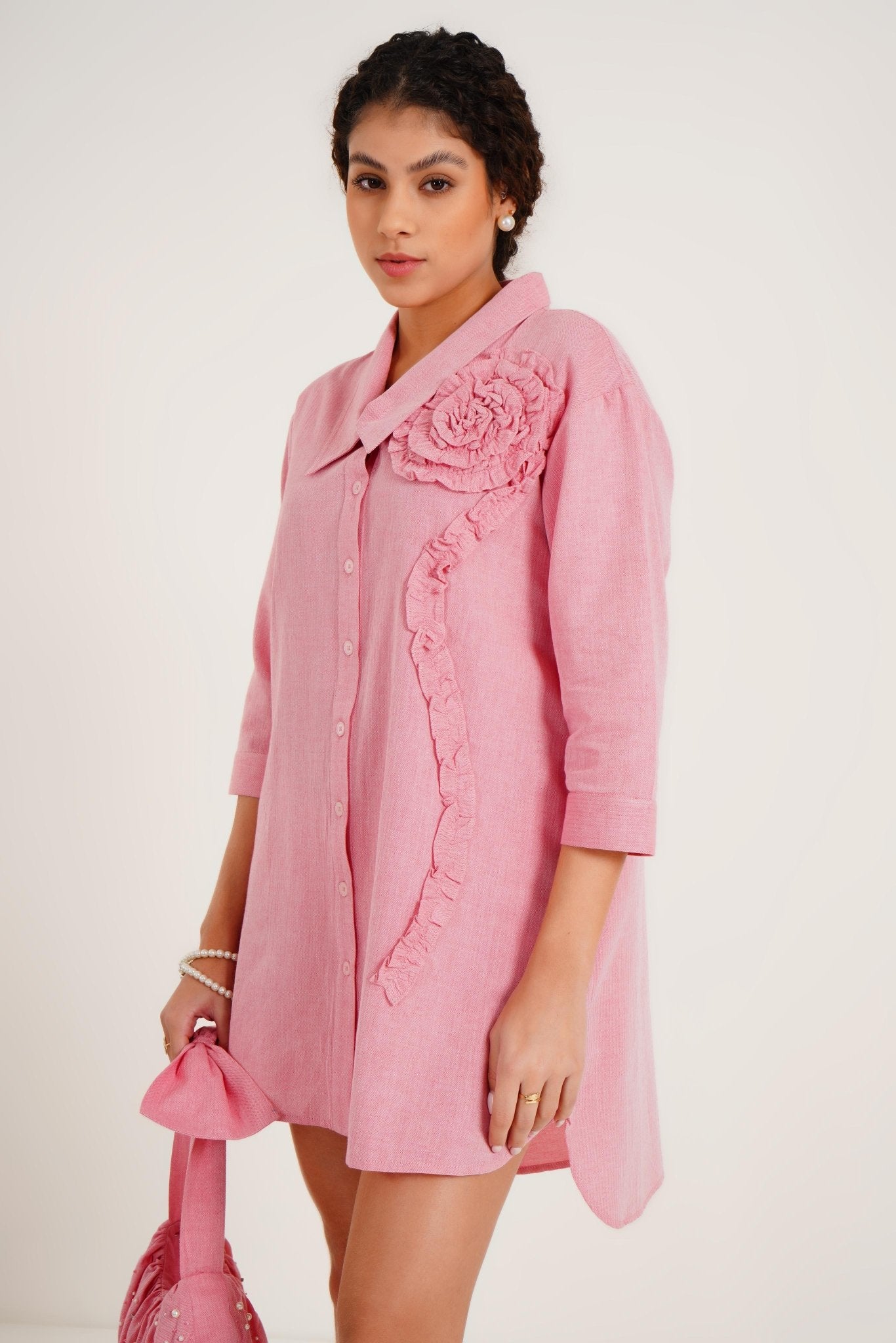Ruffled Shirt Dress - Western Era Dresses for women