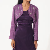 Satin Dress With Embellished Crop Jacket - Western Era Dresses for women