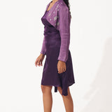 Satin Dress With Embellished Crop Jacket - Western Era Dresses for women