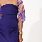 Satin Dress with Organza Print Cape - Western Era Dresses for women