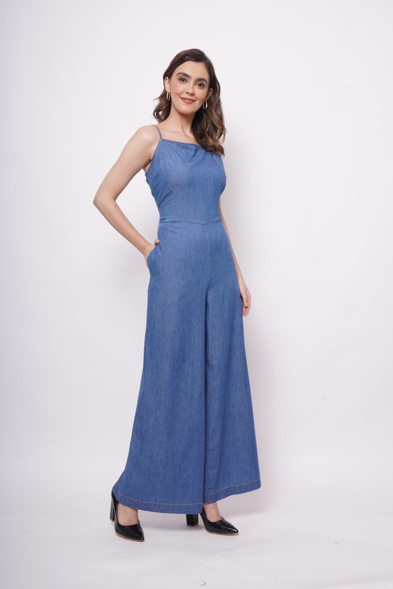 Sleeveless Strappy Denim Jumpsuit - Western Era Jumpsuits for women
