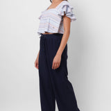 Square Neck Blue Yarn Dyed Crop Top - Western Era Tops for women