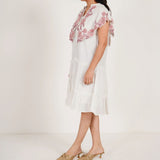 Statement Party Wear Off White Embroidered Collar Dress With Spaghetti - Western Era Dresses for women