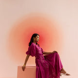 Statement Wear Pleated sleeves Dori Embroidered Dress With Spaghetti - Western Era Dresses for women