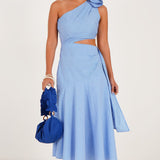 Striped One Shoulder Floret Dress - Western Era Dresses for women