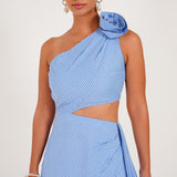 Striped One Shoulder Floret Dress - Western Era Dresses for women