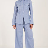 Tailored Blue Herringbone Trouser - Western Era trousers for women