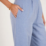 Tailored Blue Herringbone Trouser - Western Era trousers for women