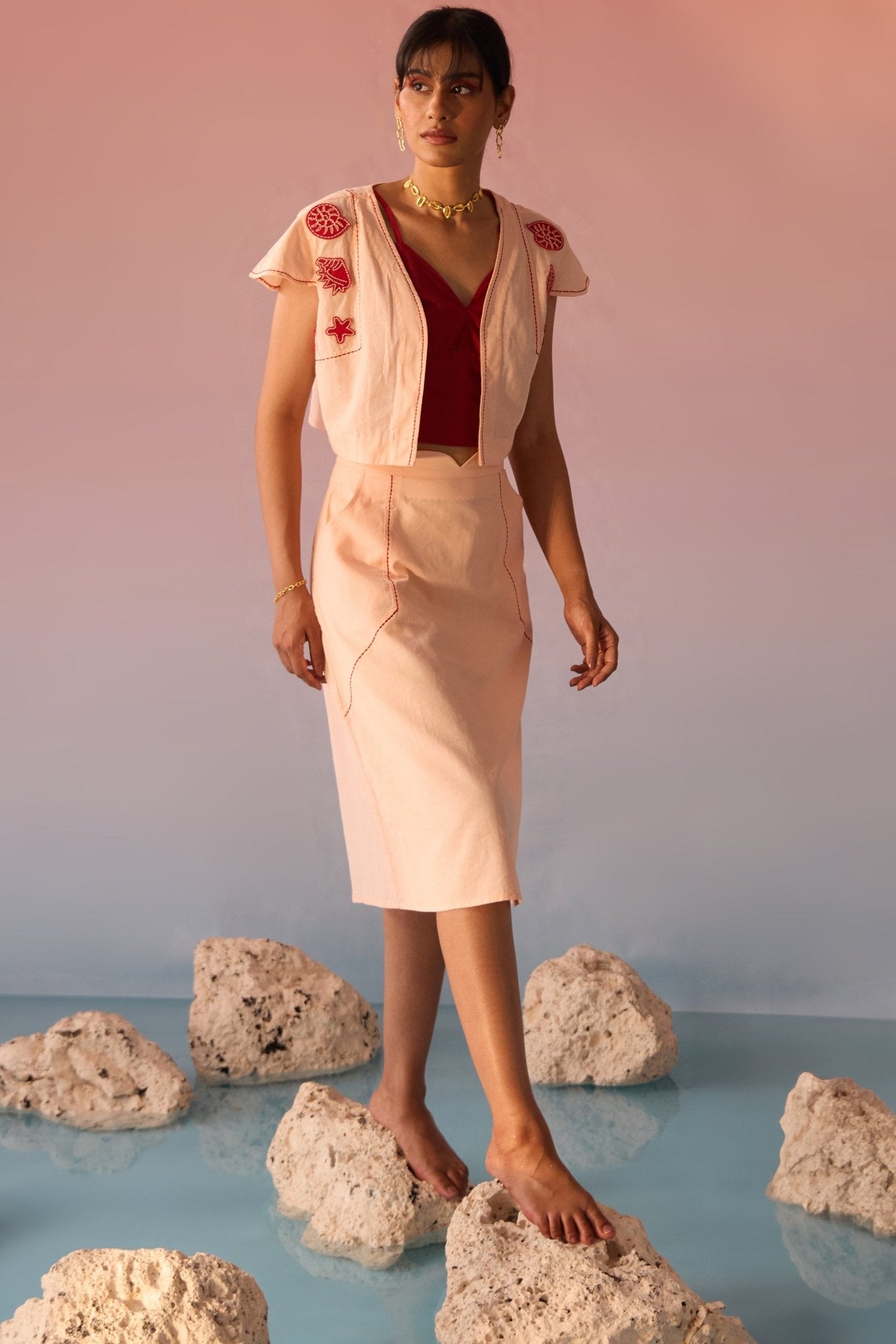 Three Piece Set of Jacket Bustier and Skirt - Western Era Co - ord set for women