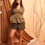 V - Neck Kalamkari Print Top with Shoulder Strap - Western Era Tops for women
