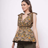V - Neck Kalamkari Print Top with Shoulder Strap - Western Era Tops for women