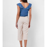 Waist Embroidered blue Linen Top - Western Era Tops for women