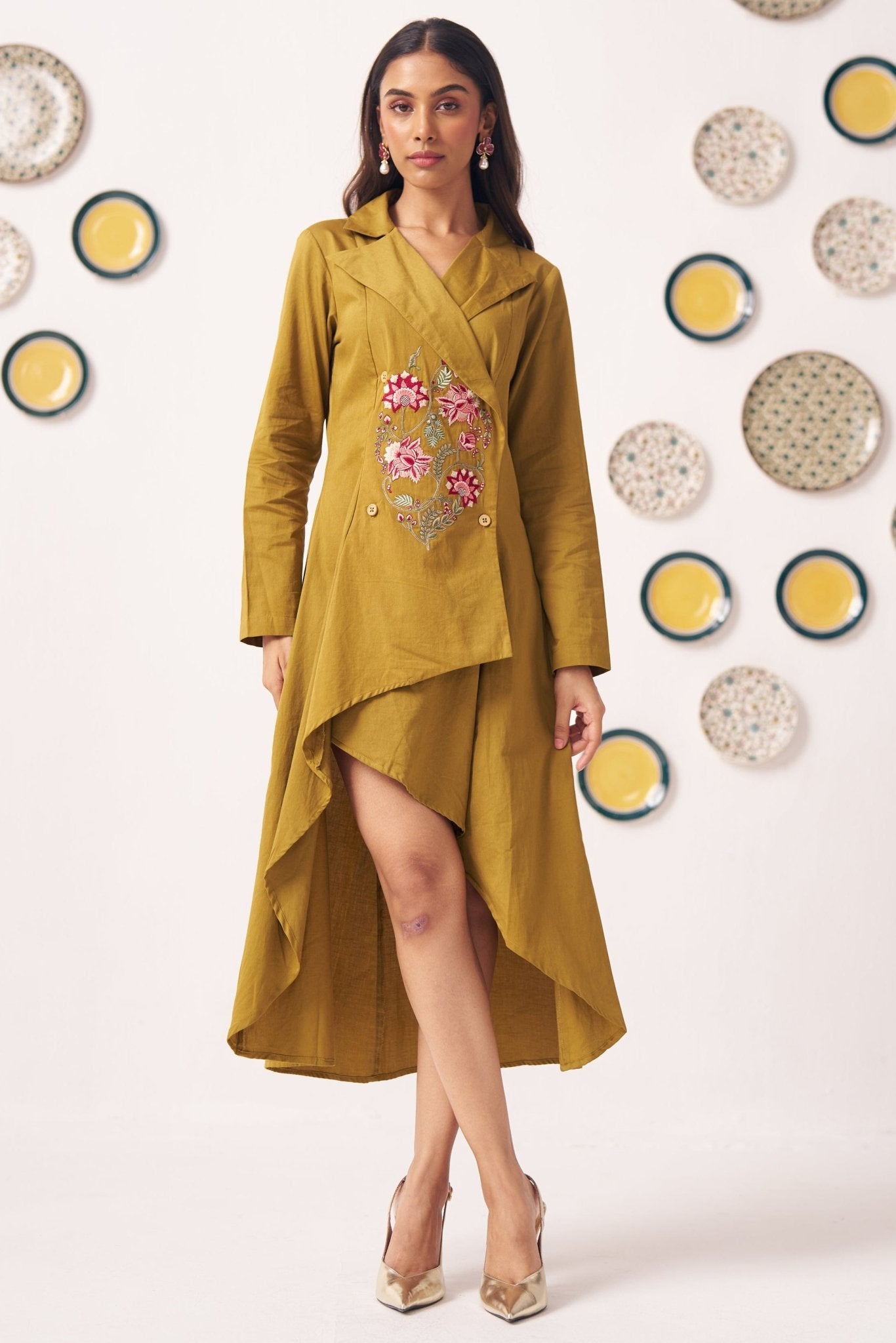 green emerald velvet dress Waist Embroidered Jacket Dress Western Era green emerald velvet dress Waist Embroidered Jacket Dress Western Era