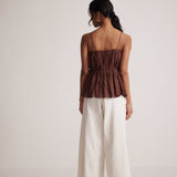 Wine Sleeveless Peplum Top With Gather On Waist - Western Era Tops for women