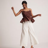 Wine Sleeveless Peplum Top With Gather On Waist - Western Era Tops for women