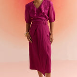 Wine Wrap Draped Long Skirt - Western Era Bottoms for women