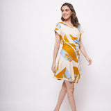 Wrap Around Yellow Bold Print Short Dress - Western Era Dresses for women