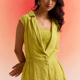 3 Piece Set with Sleeveless Bottom Embroidered Jacket Pleated Bustier and Trouser - Western Era Cordset for women