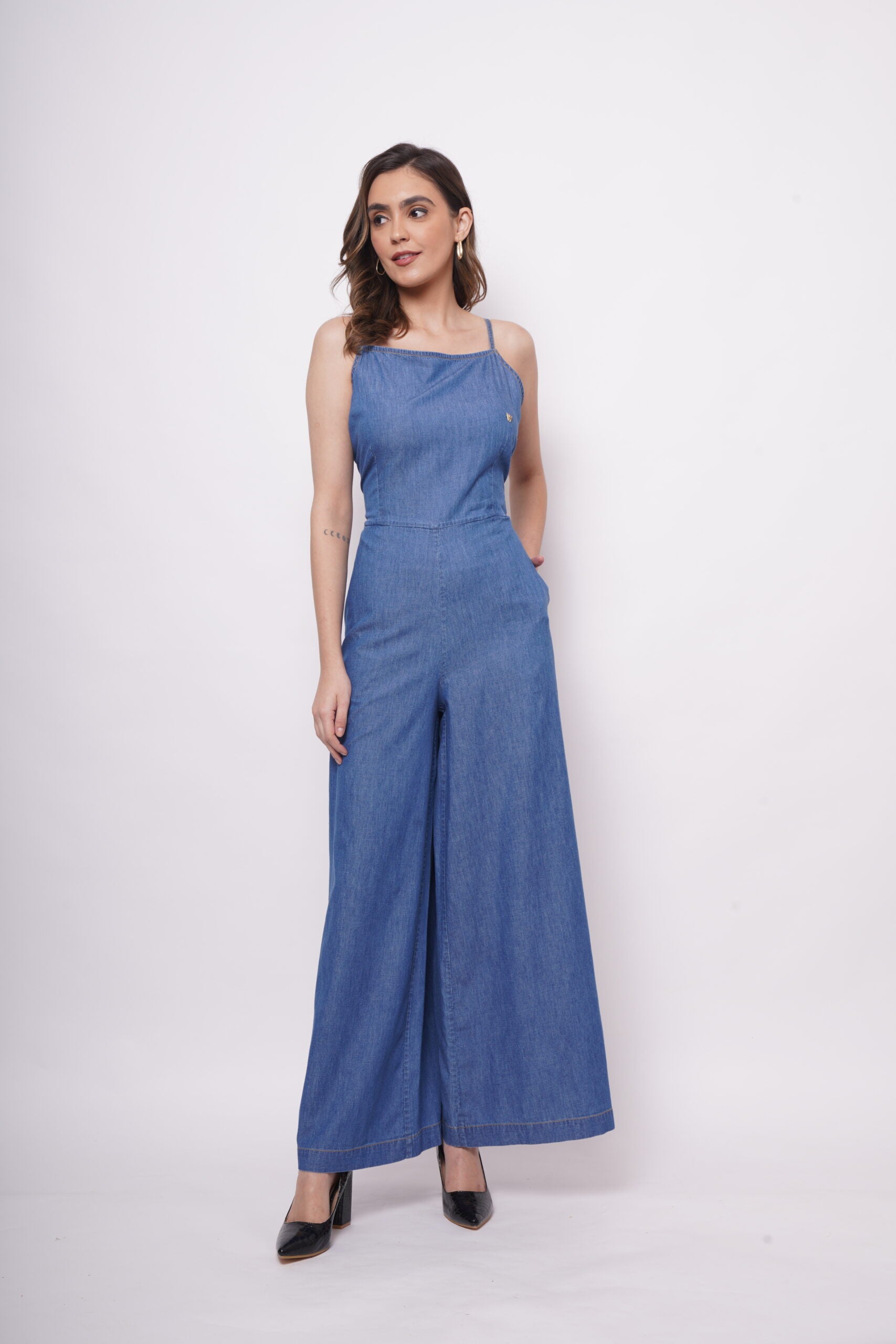 Sleeveless Strappy Denim Jumpsuit - Western Era  Jumpsuits