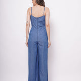 Sleeveless Strappy Denim Jumpsuit