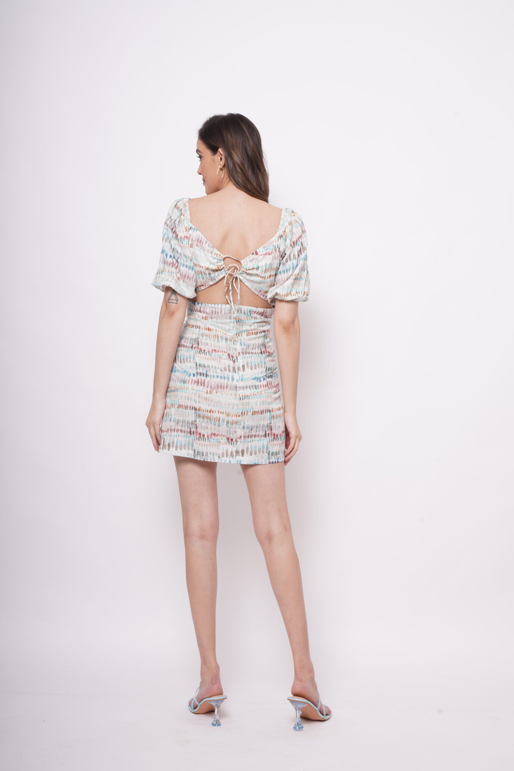 Beach Wear Multicolor Linen Print Short Dress - Western Era  Dresses