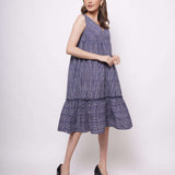 Oversized Blue White Pinstripe Long Dress - Western Era  Dresses