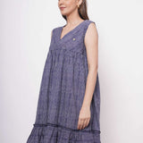 Oversized Blue White Pinstripe Long Dress - Western Era  Dresses