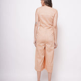 Sleeveless Orange Linen Overlap Jumpsuit - Western Era  Jumpsuits