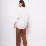 Office Wear Oversized High Low White Shirt