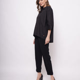 Office Wear Oversized High Low Black Shirt - Western Era  Tops