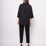 Office Wear Oversized High Low Black Shirt - Western Era  Tops