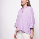 Office Wear Oversized High Low Lavender Shirt - Western Era  Tops