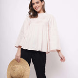 Office Wear Pintuck Light Pink Top - Western Era  Tops